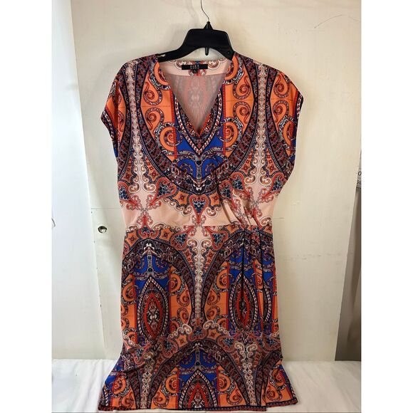 Alex Marie dress xl paisley print orange blue pink rn#58909 - Picture 2 of 10